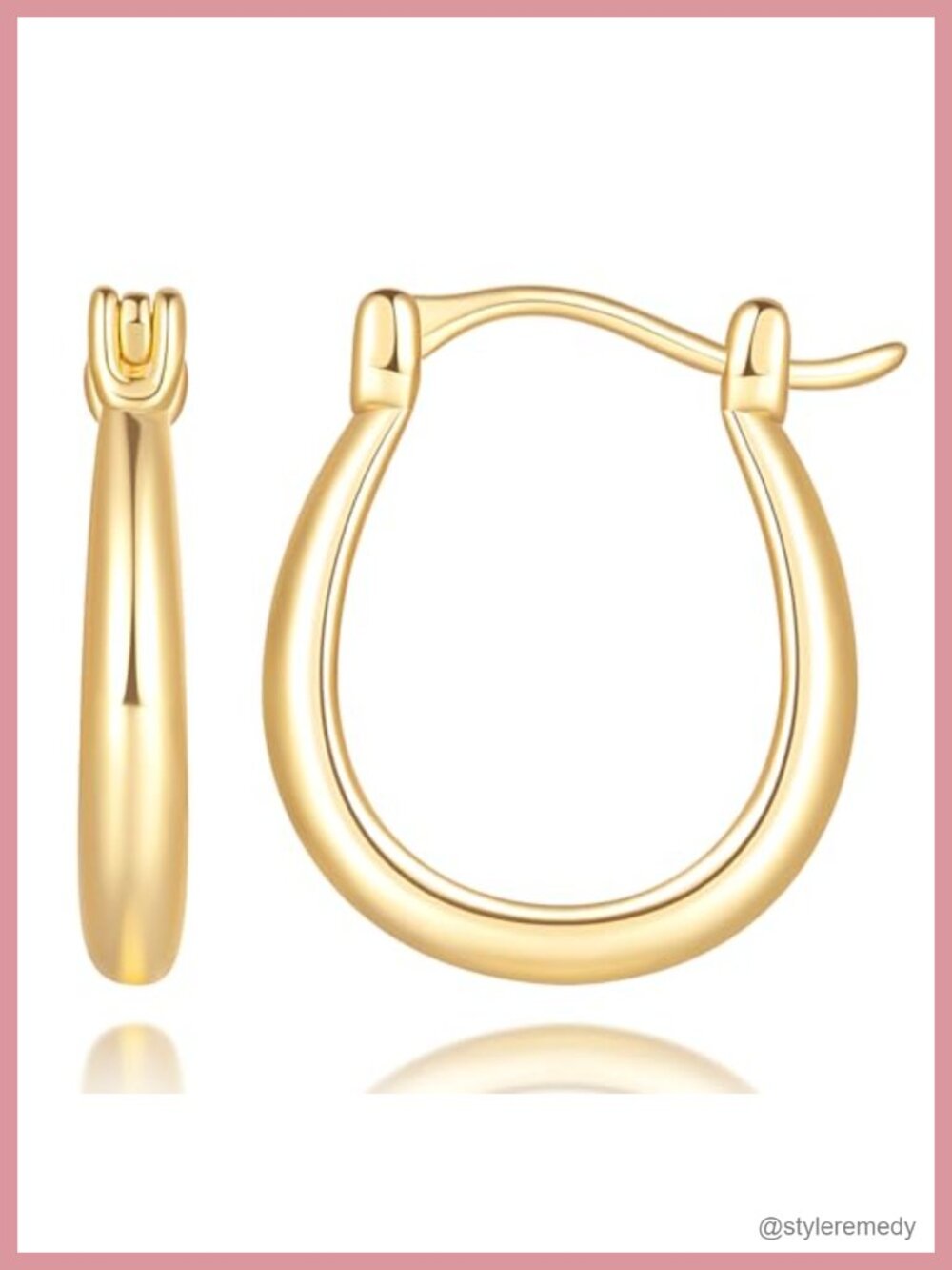 14K Gold Plated Hoop Earrings Cubic Zirconia 20mm Gift for Women